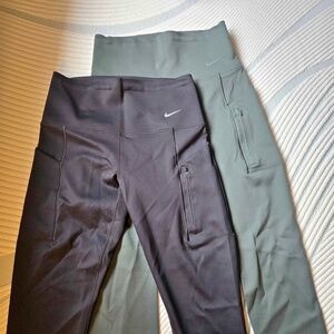 Nike Go Firm-Support High-Rise 7/8 Leggings Pockets DQ5636-010 Black Size M NWT